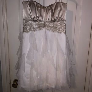 Sparkly Gold Strapless Cocktail Dress (Size 13)